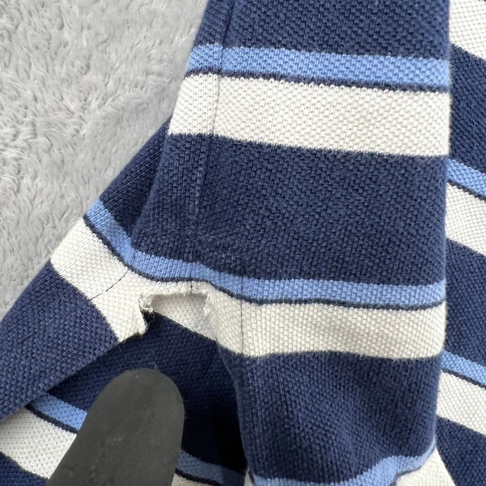 Polo Ralph Lauren Striped Pique Polo Shirt Mens 2XL Blue Short Sleeve Preppy